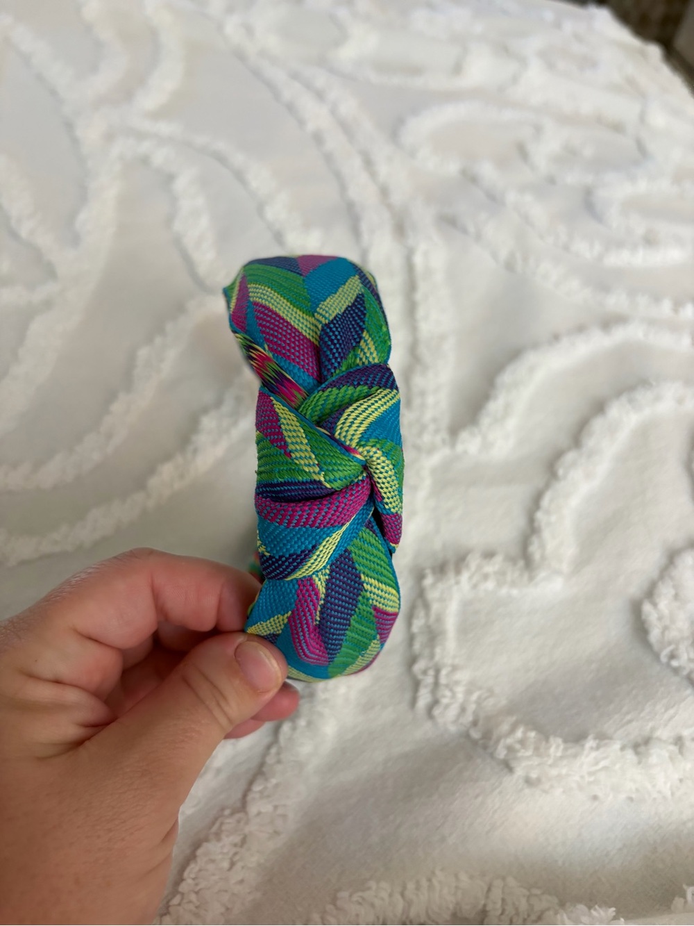 Plunder Knotted Multicolored Fabric Headband in Green, Blue, Purple